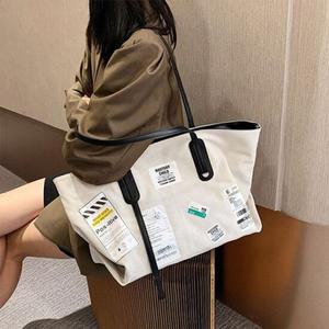 캔버스백 여성 빈티지 레터링 포인트 빅백 캔버스 숄더백
