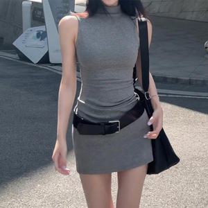채핏 링딩 벨트스판 원피스 민소매 미니 ops 반목 니트 벨트set 섹시 글램룩 파티 클럽