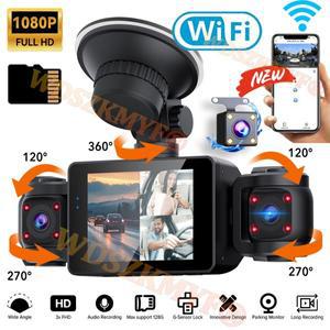 새로운 4 렌즈 자동차 DVR 360 WIFI APP 비디오 레코더 1080P 대시 캠 3/4 채널 전면 오른쪽 왼쪽 후면보기