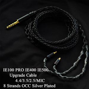 IE100 PRO 케이블(마이크 포함) 3.5 4.4 밸런스드 OCC 실버 도금 업그레이드 8 코어