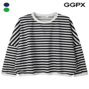 [GGPX]스마일 패치 스트라이프 맨투맨 티셔츠 (GP8TS009F)