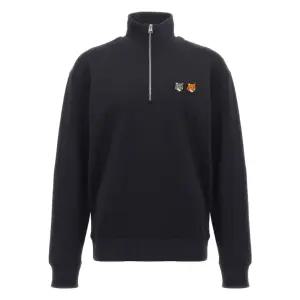 [MAISON KITSUNE] 25FW 더블 폭스 패치 하프 집업 맨투맨 앤트러블랙 OM211CFKM0321 P190