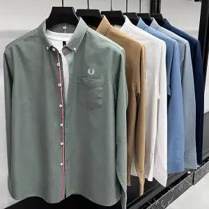 프레드페리(FRED PERRY) 남성 세줄 버튼 다운 포켓 긴팔 셔츠 6종