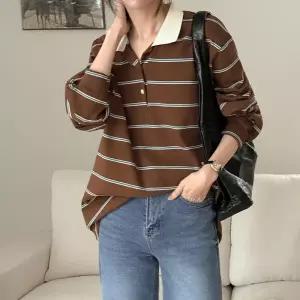 러블트 루즈핏 스트라이프 카라 티셔츠 83836 빅사이즈 여성의류