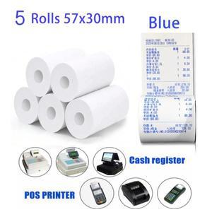 감열지 57x30mm POS 프린터 파란색 글꼴 5 롤 미니 모바일 블루투스 금전 등록기 용지 청구서 영수증 인쇄