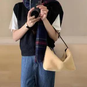 여성 클래식 스웨이드 사각형 미니 숄더 토트백
