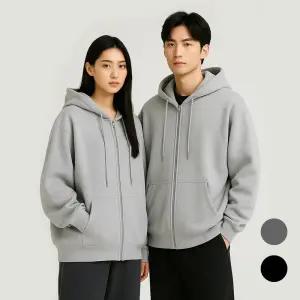 원+원 기간행사 남녀공용 빅사이즈 오버핏 일반형 기모형 기본 무지 얇은 후드집업
