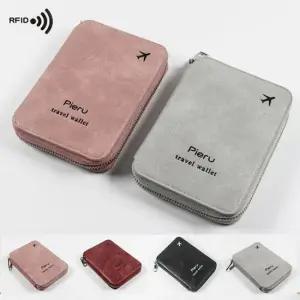 여행 RFID 스키밍 차단 휴대용 지갑형 여권 케이스