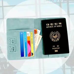 해외여행 가죽 여권케이스 트레블 월렛 파스텔 민트