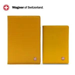 SwissWagner 천연소가죽 여권지갑세트(골드엘로우)