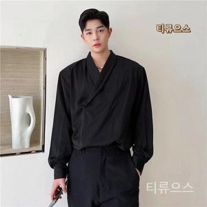 남자 저고리 생활 셔츠 한복 블라우스 개량 블랙 절옷 여름 티류으스