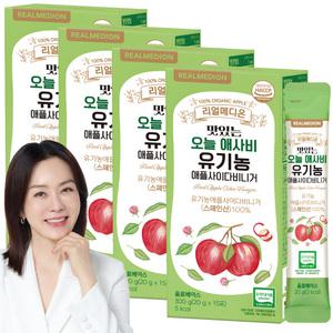 리얼메디온 맛있는 오늘 애사비 4박스(총60포) 유기농 애플 사이다 비니거 액상 스틱