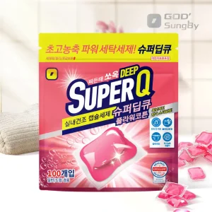 슈퍼딥큐 플라워코튼 100개입 고농축 캡슐세제 대용량 실내건조 드럼 일반 겸용