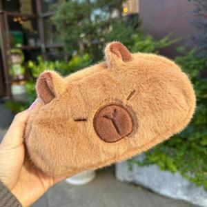 카피바라 벨벳 대용량 필통 연필 샤프 펜슬 학용품 문구 화장품 정리 수납 파우치