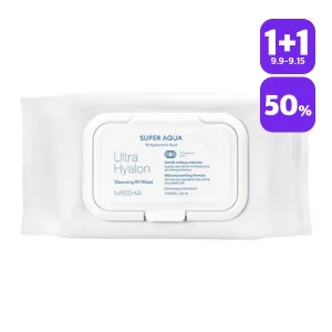 [1+1][미샤] 수퍼 아쿠아 울트라 히알론 클렌징 오일 티슈 대용량 70매/362ml