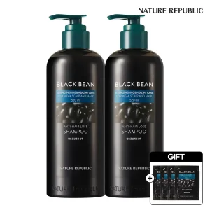 [네이처리퍼블릭/126만개 판매] 40ml 추가증정! 블랙빈 탈모증상 개선 샴푸 520ml 2개
