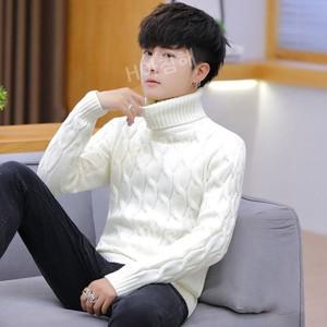 남자목폴라 남자폴라티 남성용 흰색 터틀넥 줄무늬