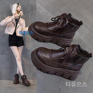 여성용 소프트 통굽 기모 숏 워커부츠 겨울 발편한 앵글부츠 6cm 티류으스