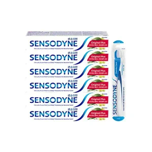 센소다인 시린이케어 치약, 오리지날 플러스 100g, 6개 + 젠틀 칫솔 1입,1개