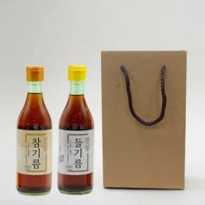 [선물세트포장] 진심들기름 350ml + 진심참기름350ml
