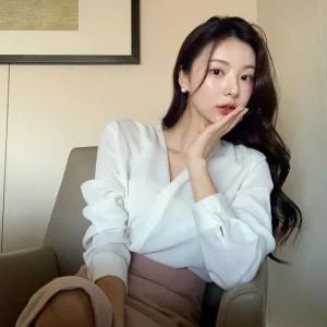 (탑셀러/블라우스1위) 올데이 브이넥 핀턱 블라우스 bs6802