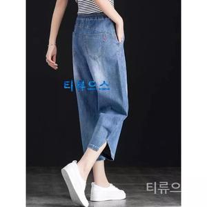티류으스 여성 7부 청바지 와이드 8부 팬츠 여름 배기 바지 와이드팬츠