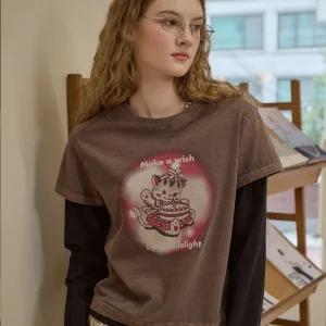 벨라 케이크 레이어드 피그먼트 롱슬리브 브라운