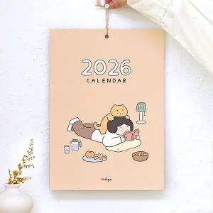 인디고 2026 일상 A4 벽걸이 달력 (일러스트 포스터 캘린더)