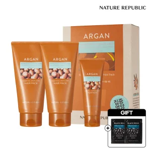 [네이처리퍼블릭] 총 670mL 아르간 에센셜 딥케어 헤어팩 더블세트+블랙빈 샴푸 파우치