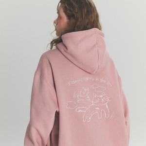 구름캣 자수 후드티 인디핑크