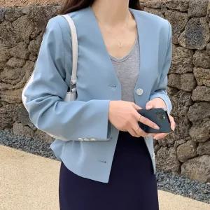 데르니 노카라 브이넥 자켓 봄 여성 하객룩 데일리룩 출근룩 단정룩