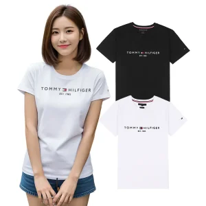 타미힐피거 남녀공용 티셔츠 자수로고 TH반팔티