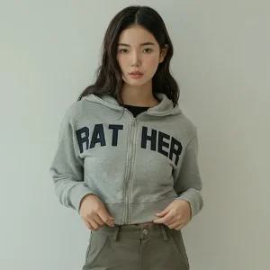 RATHER 애플리케 크롭 후드집업 2color