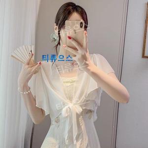 티류으스 인기 있는 스타일리시한 넥 프릴 케이프 세련된 무난한 러블리