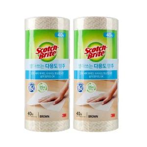 [3M] 빨아쓰는 다용도 행주 롤타입(40매) x 2개(브라운)