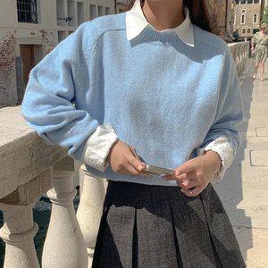 셔벳 데일리 루즈핏 니트 봄 여성 봄니트 벚꽃룩 데일리룩 데이트룩
