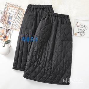 방한 다운 랩 패딩 차박 캠핑 누빔 A라인 겨울 스커트 티류으스