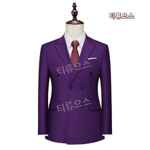 남성용 비즈니스 캐주얼 더블 브레스트 세트 블레이저 폴리에스터 잘 생긴 트렌드 티류
