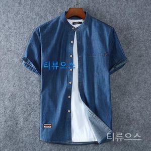 티류으스 데님반팔셔츠 L 남성 뉴 셔츠 남성용 8XL 라이트 여름 코튼 진 사이즈 데님