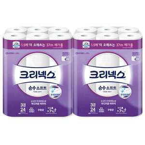 [크리넥스] 3겹 순수소프트, 37m, 24롤, 2개