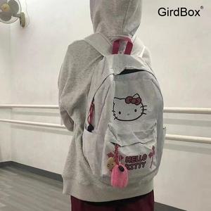 GirdBox 헬로키티 책가방 여학생용 2024 신상 귀여운 캐릭터 프린트 가방 중고등대학생