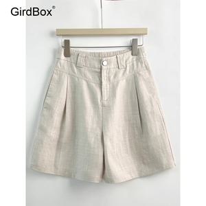 여성 린넨 정장 반바지 5부 밴딩 핀턱 구김없는 스판 여름 홈쇼핑 슬랙스 버뮤다 팬츠