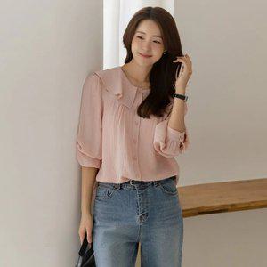 9월 한정 [엘리시아] (30%할인) 미너 내추럴 주름 프릴 블라우스