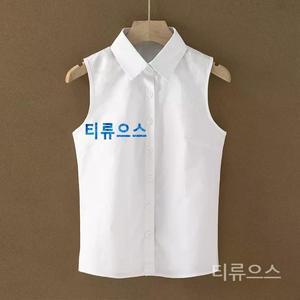 민소매 카라 셔츠 여성 라운드카라 기본 블라우스 여자 조끼형 정장 이너 티류으스