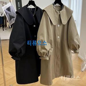 티류으스 가을 간절기 베이지 자켓 빅카라 트렌치 코트 케이프 트렌치코트