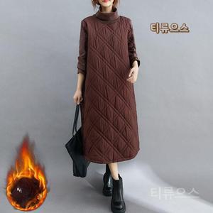 여자 가을 겨울 패딩 원피스 터틀넥 누빔 롱 원피스 점퍼 패딩점퍼 티류으스