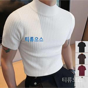 티류으스 남자 반팔 니트 목폴라 반폴라 반목폴라 모크넥 터틀넥 라운드