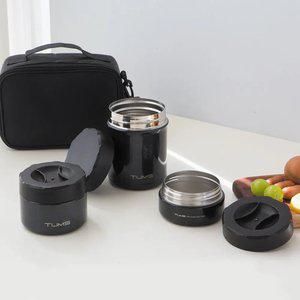 텀스 프리미엄 블랙샤인3P 세트(1,100ml) 이중진공 보온도시락