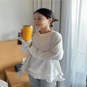 캉캉 프릴 레이어드 긴팔 티셔츠 (2color)