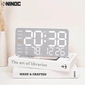니녹 디지털 무소음 LED 시계 요일 온도 날짜 알람 벽걸이 탁상 겸용 시계